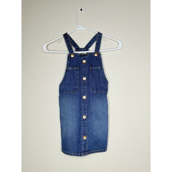 Levi's Girl's Bib Overall Denim Jean Skirt Jumper 5 Regular Button Down Pocket - Picture 1 of 8